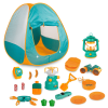 Kids Camping Set, 19 Pcs Kids Play Tent with Stove and Oil Lamp, Outdoor Toys Pretend Camping Tool Set for Boys and Girls