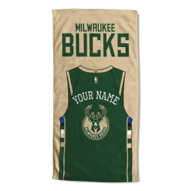 [Personalization Only] OFFICIAL NBA Jersey Personalized Beach Towel - Milwaukee Bucks