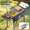 VEVOR Outdoor Propane Deep Fryer, Double Burners Commercial Fryer, 16 Qt Stainless Steel Cooker with Removable Baskets & Lids & Tanks