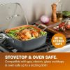 6 Quart XL Nonstick Copper Deep Square All in One 6 Qt Casserole Chef's Pan & Stock Pot- 4 Piece Set, Includes Frying Basket and Steamer Tray