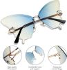 6 Pairs Butterfly Rimless Sunglasses Vintage Gradient Frame Eye Glasses