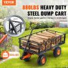 VEVOR Dump Cart, Metal Garden Dump Cart with Easy to Assemble Frame, Dump Wagon with 2-in-1 Convertible Handle, Utility Wheelbarrow 880 lbs Capacity