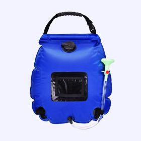 20L Outdoor Bathing Bag Solar Hiking Camping Shower Bag Portable Heating Bathing Water Storage Bag Hose Switchable Shower Head (Color: Blue)