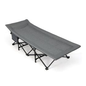 Outdoor Car Traveling Folding Camping Cot for Adults (Color: Gray, Type: Camping Cot)